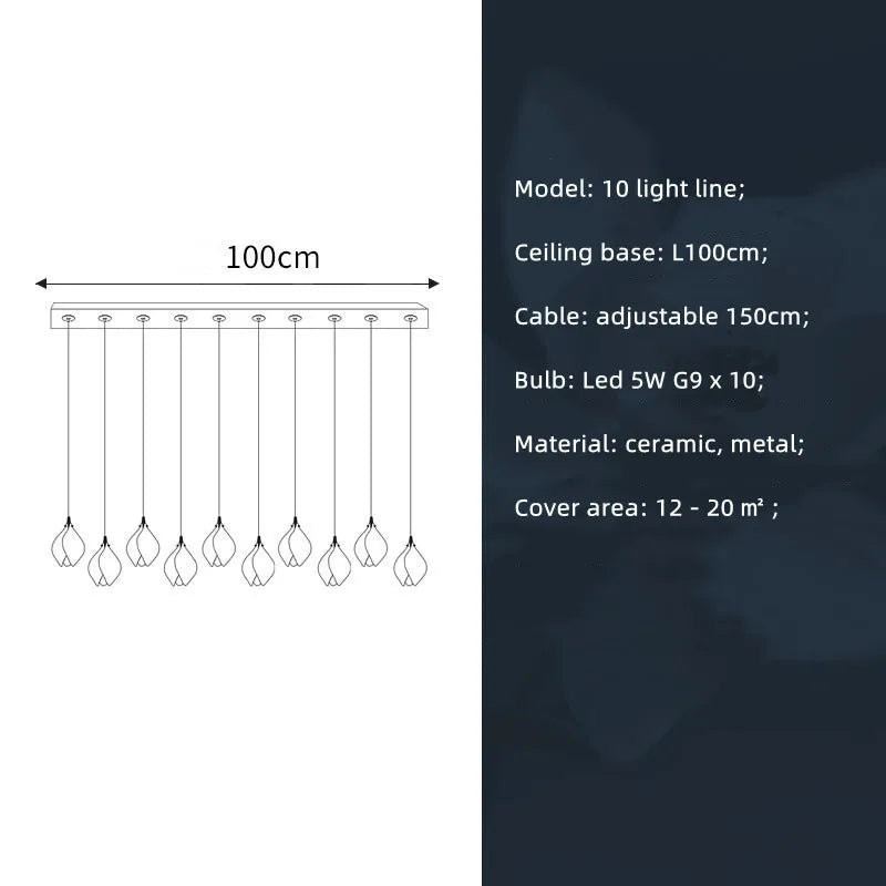Magnolia Flower G9 LED Chandelier - White Luxury Pendant Light Fixtures