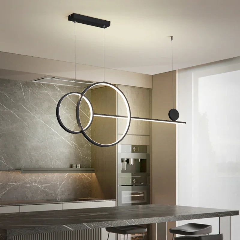 Metal Line Pendant Light Fixture for Modern Minimalist Dining Room and Kitchen