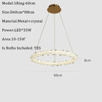Nordic K9 Crystal Round LED Chandelier for Home, Hotel, & Office