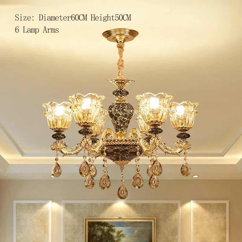 Luxury Crystals Chandelier | Elegant Ceramic Bedroom Lamp | Minimalist Villa Lighting