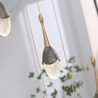 Gold LED Staircase Chandelier: Elegant Luxury Large Pendant Lamp for Living Room