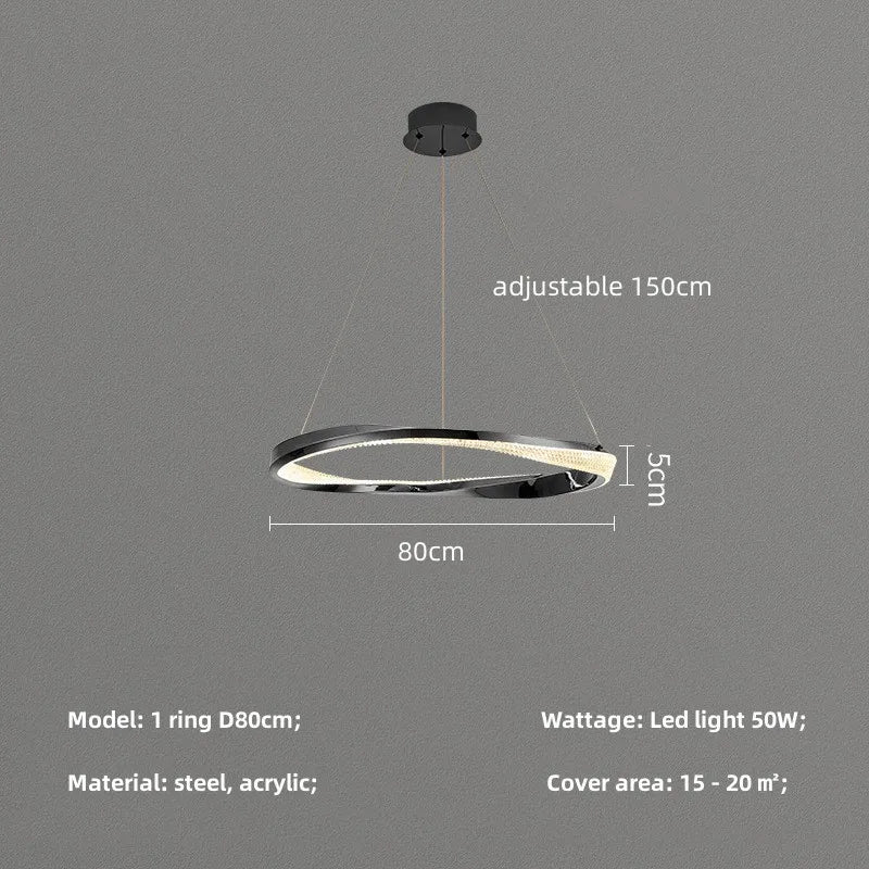 Modern Steel Dimmable LED Chandelier: Remote Control Stair Lustre Pendant Lights