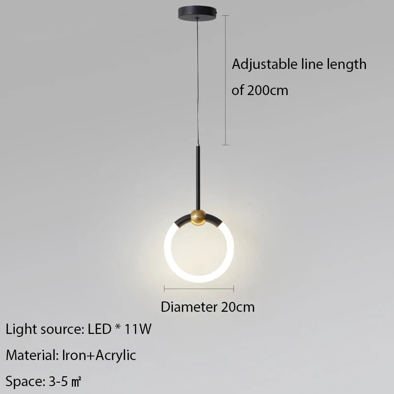 LED Circle Pendant Lights in Gold/Black for Home Decor Lighting