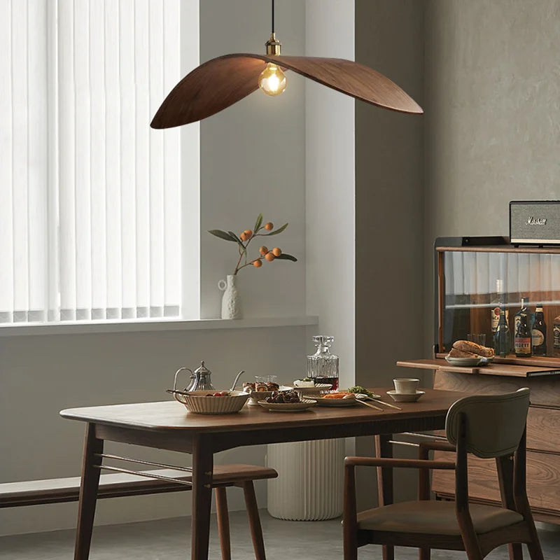 Wood Ceiling Chandelier: Japanese-Inspired LED Pendant Light for Home, Kitchen, and Teahouse