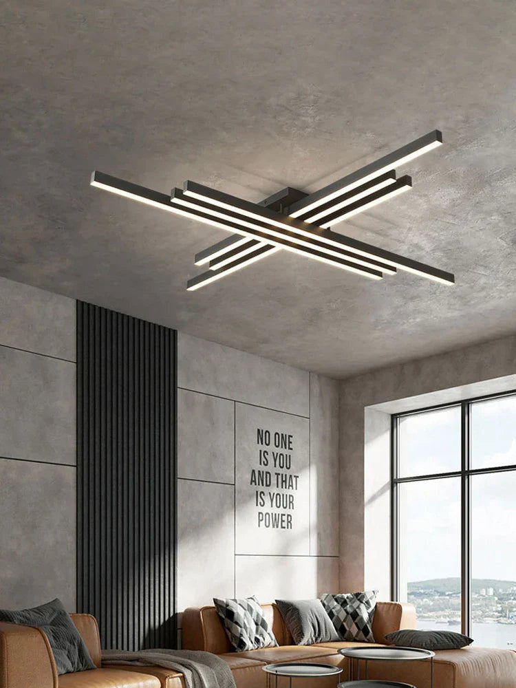 Black Chandelier LED Ceiling Lamp for Master Bedroom Living Room Energy Saving Light