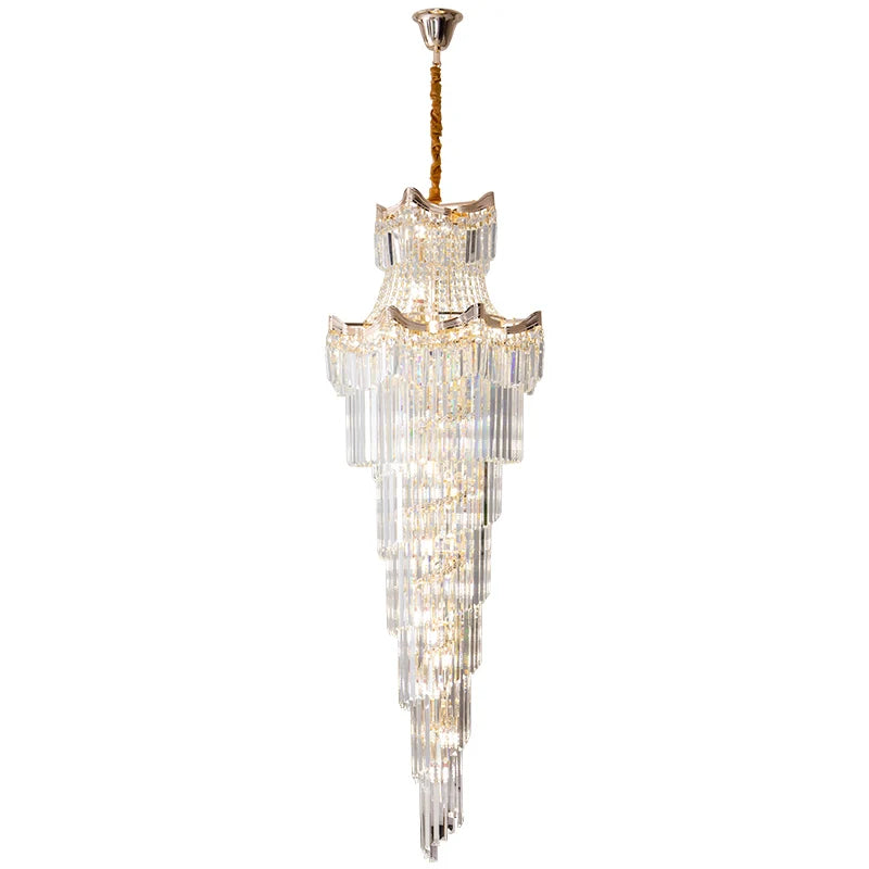 Crystal Duplex Chandelier: Luxury Living & Stair Lamp for Loft Apartment & Villa