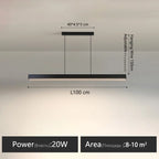 Modern Linear LED Chandelier Pendant Lights for Dining Table Kitchen Bar