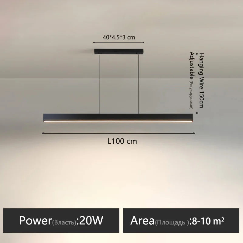 Modern Linear LED Chandelier Pendant Lights for Dining Table Kitchen Bar