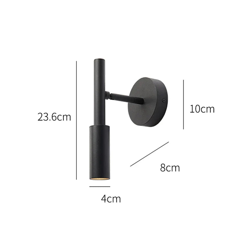 Adjustable Indoor LED Wall Lamp Spotlight Fixture, Aluminum, Rotatable 350°