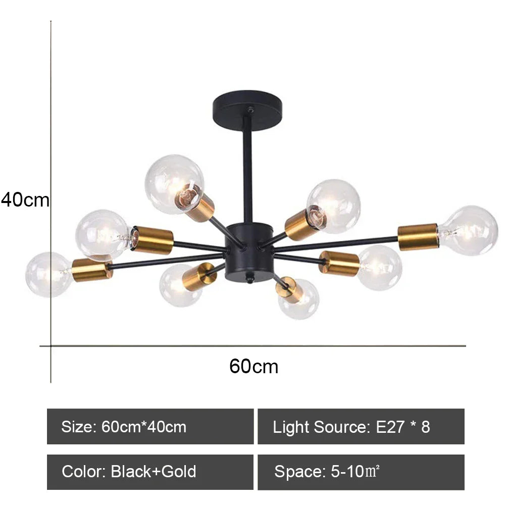 Iron Wrought Chandelier LED Ceiling Light Fixture Modern Vintage Decor Lighting