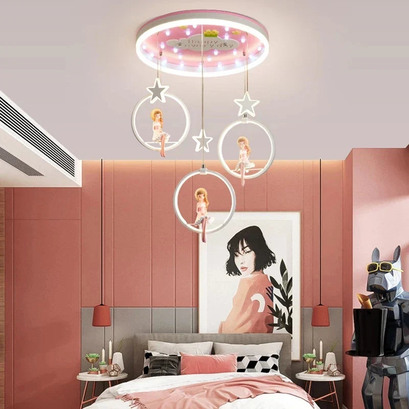 Cartoon Princess Chandelier: Modern Kids Room Decor
