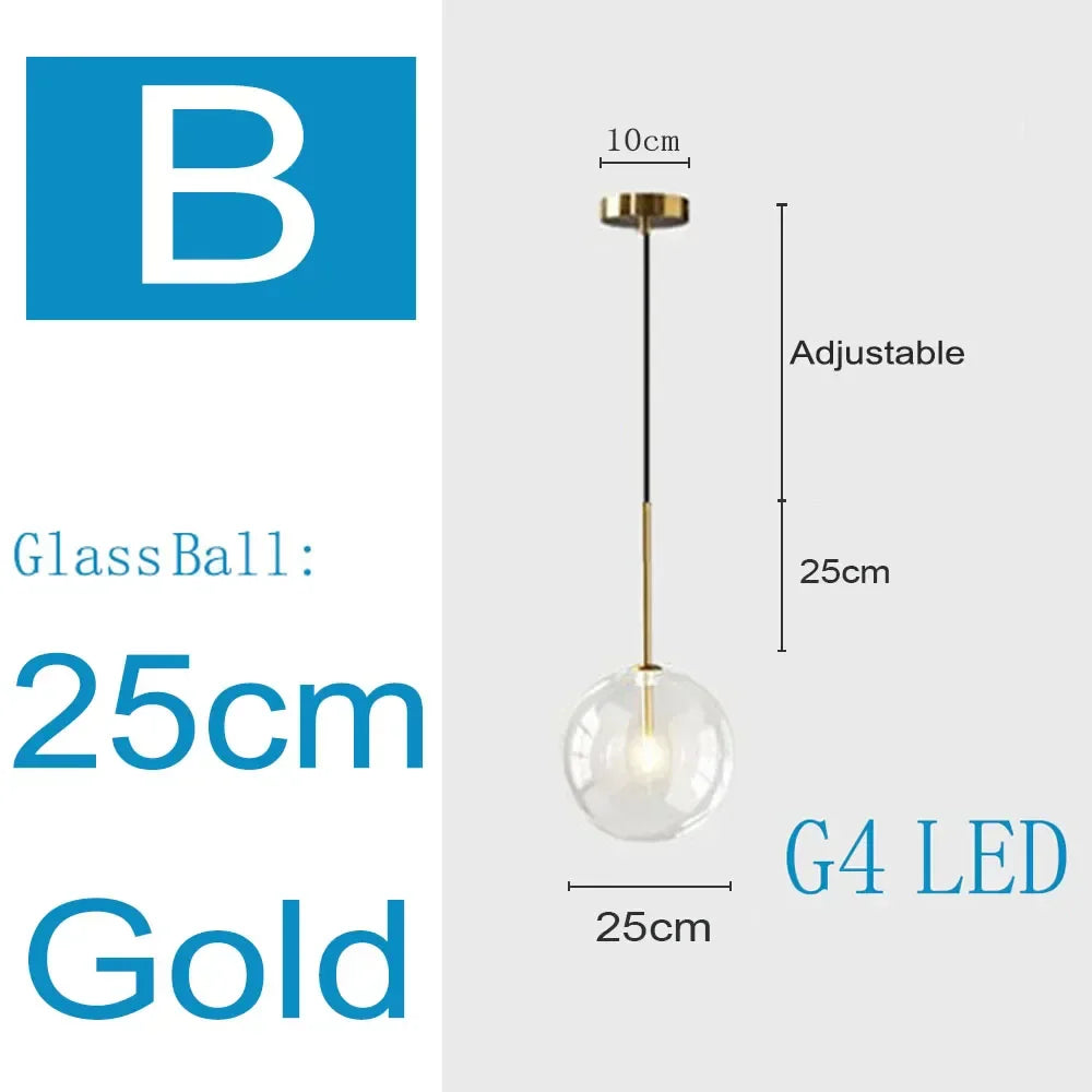 Clear Glass Chandelier Pendant Light Vintage Nordic Glass Ball Hanging Lamp