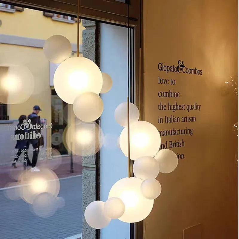 Mickey Bubble Chandeliers: Nordic Glass LED Lamp for Kitchen Home Decor