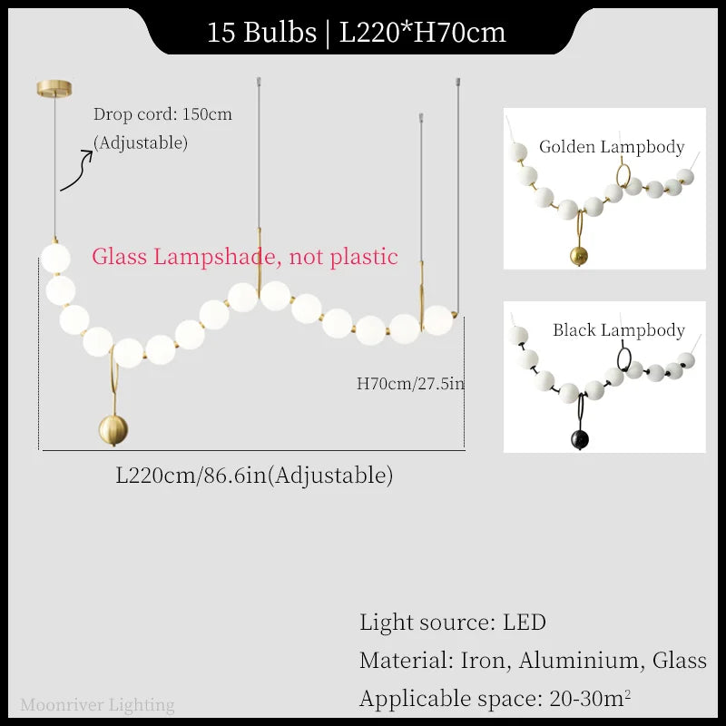 Necklace Pendant Light | Luxury Glass Ball Chandelier for Home