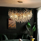Crystal Branch Chandelier LED Pendant Lamps Elegant Villa Living Room Gold Decor