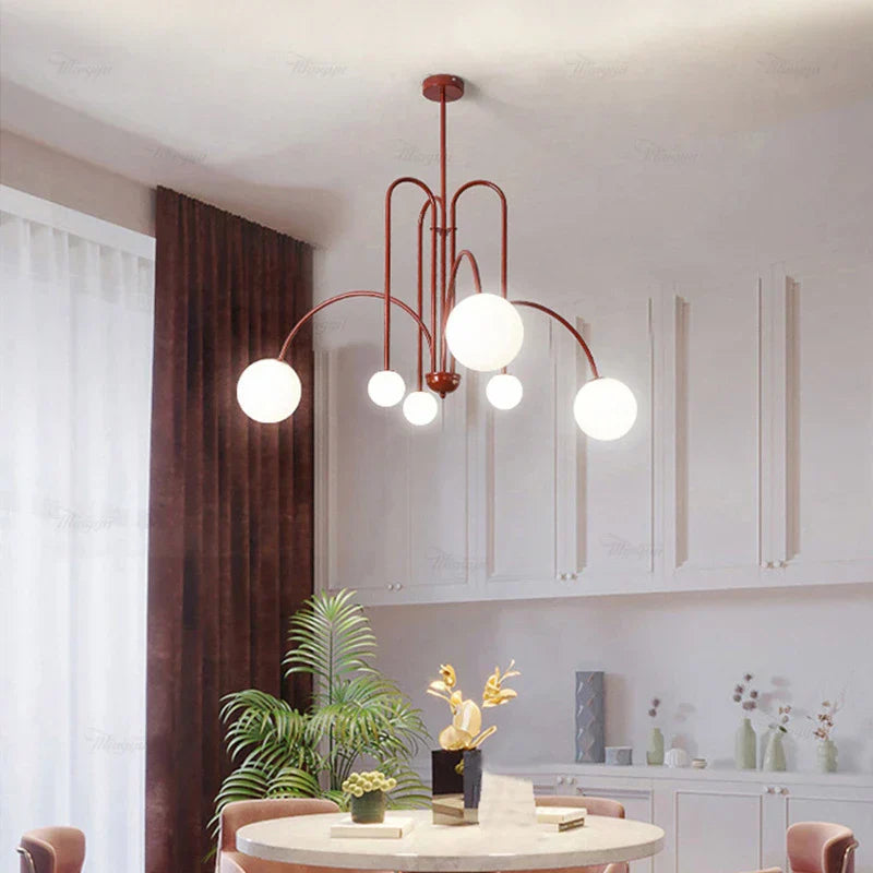 Milky White Glass Ball Ceiling Chandelier for Home Decor