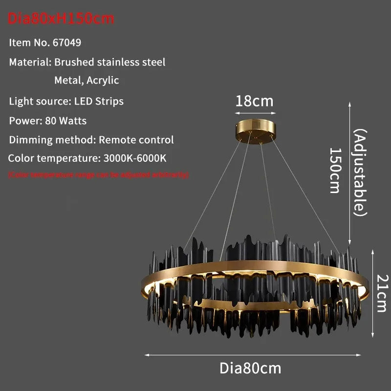 Luxury Modern Chandelier Circle Pendant Light for Living Room by Afralia™