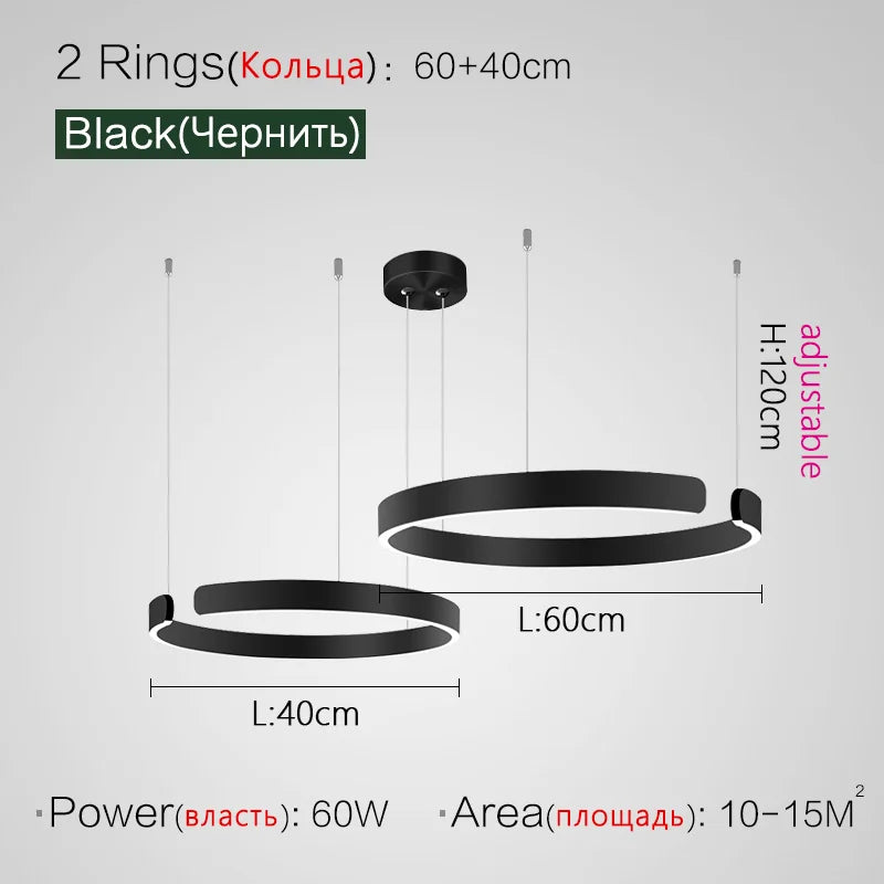 Round LED Chandelier for Dining Room Modern Nordic Living Room Lighting