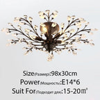 Industrial Crystal Chandelier: Vintage Farmhouse Ceiling Light for Living Room, Dining Room