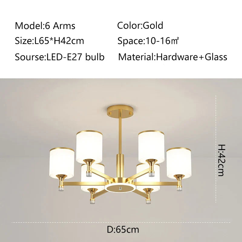 Glass Chandelier: Nordic Modern LED Hanging Light for Living Room and Bedroom