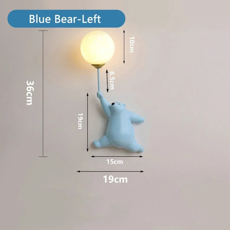 Kids Bear Wall Light Moon Decor for Girl Bedroom