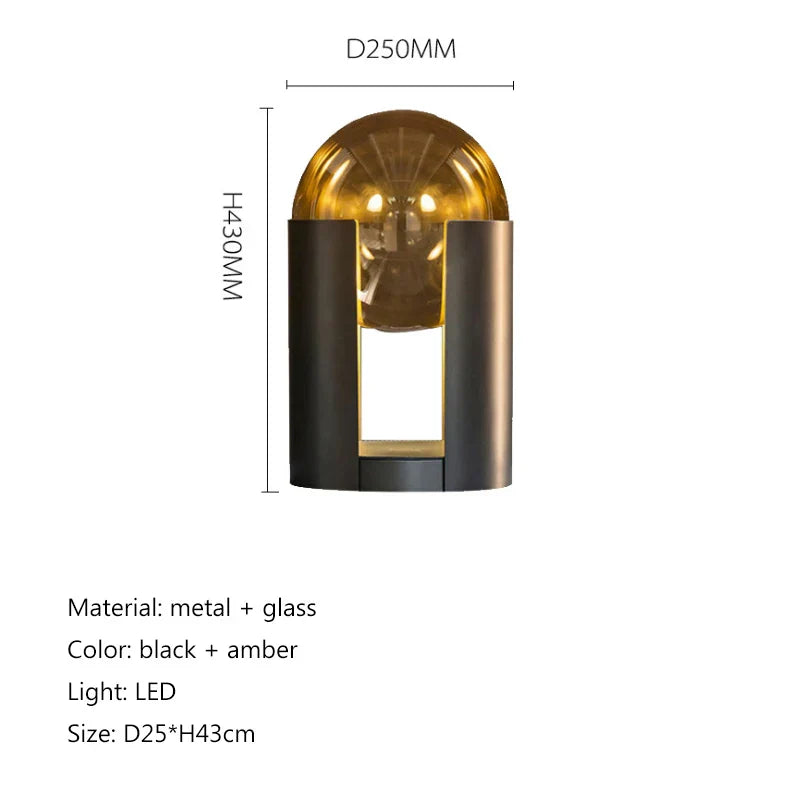 Nordic Glass Shade LED Table Lamp for Bedroom, Hotel, Living Room & Home Decor