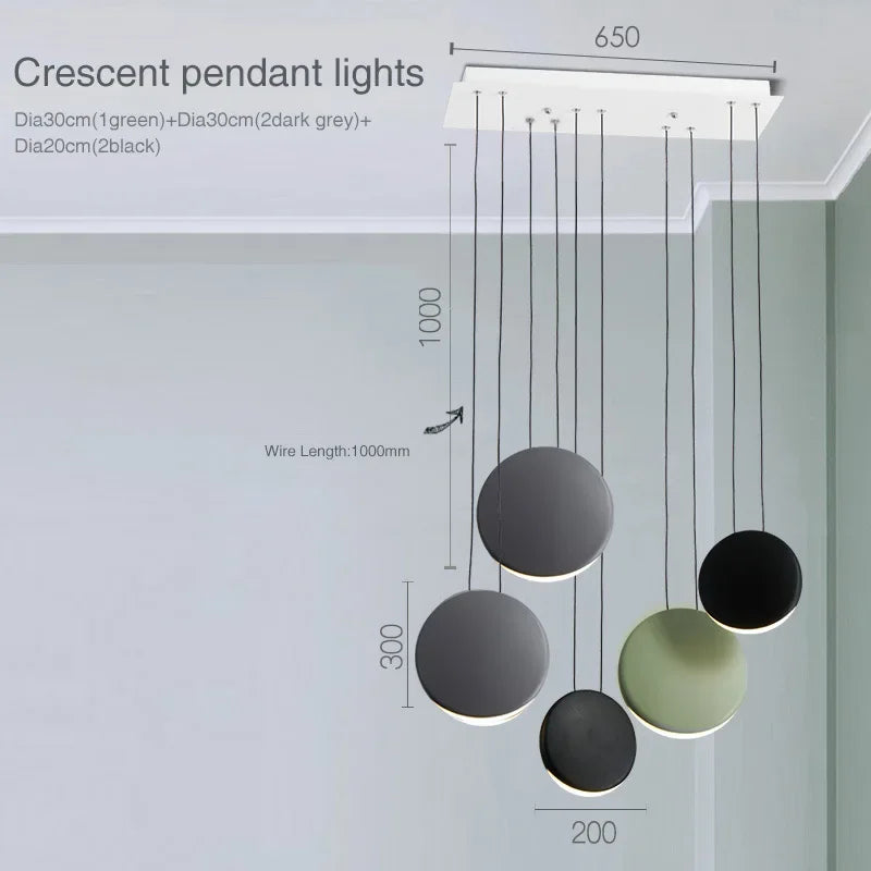 Crescent Moon Chandelier for Dining Room, Coffee Shop, Kitchen Island, and Bar