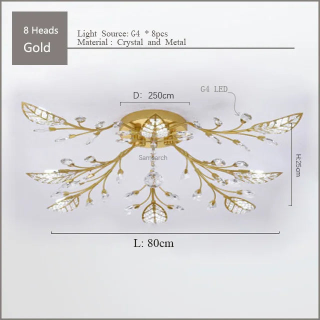 Crystal Ceiling Chandelier LED Fixture Lights for Living Room Bedroom by Samsarah Lighting