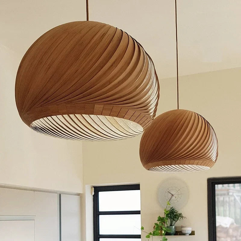 Wood Veneer Pendant Lights for Dining Room Décor
