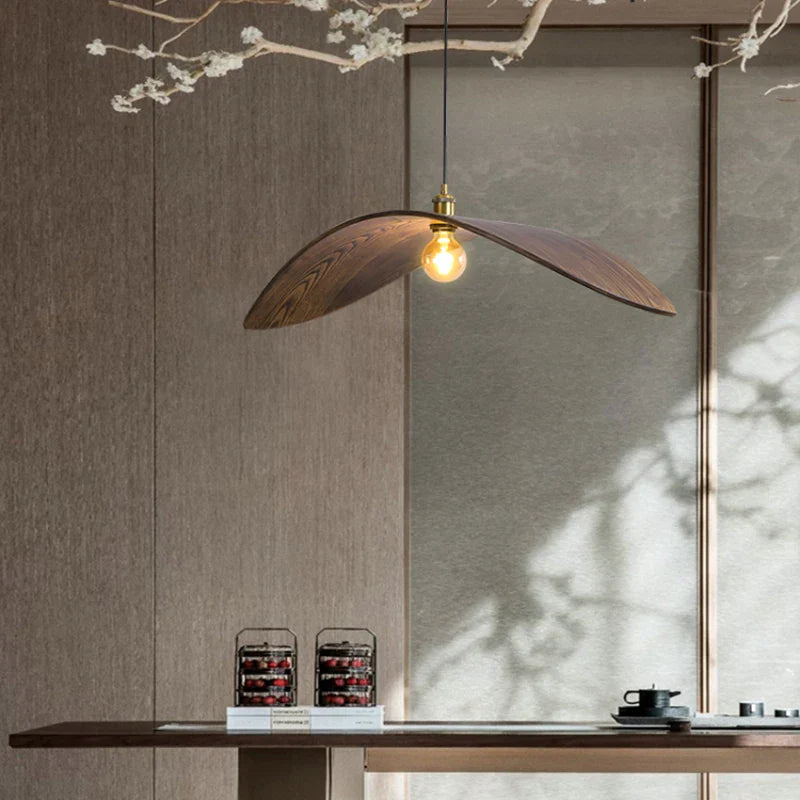 Wood Ceiling Chandelier: Japanese-Inspired LED Pendant Light for Home, Kitchen, and Teahouse