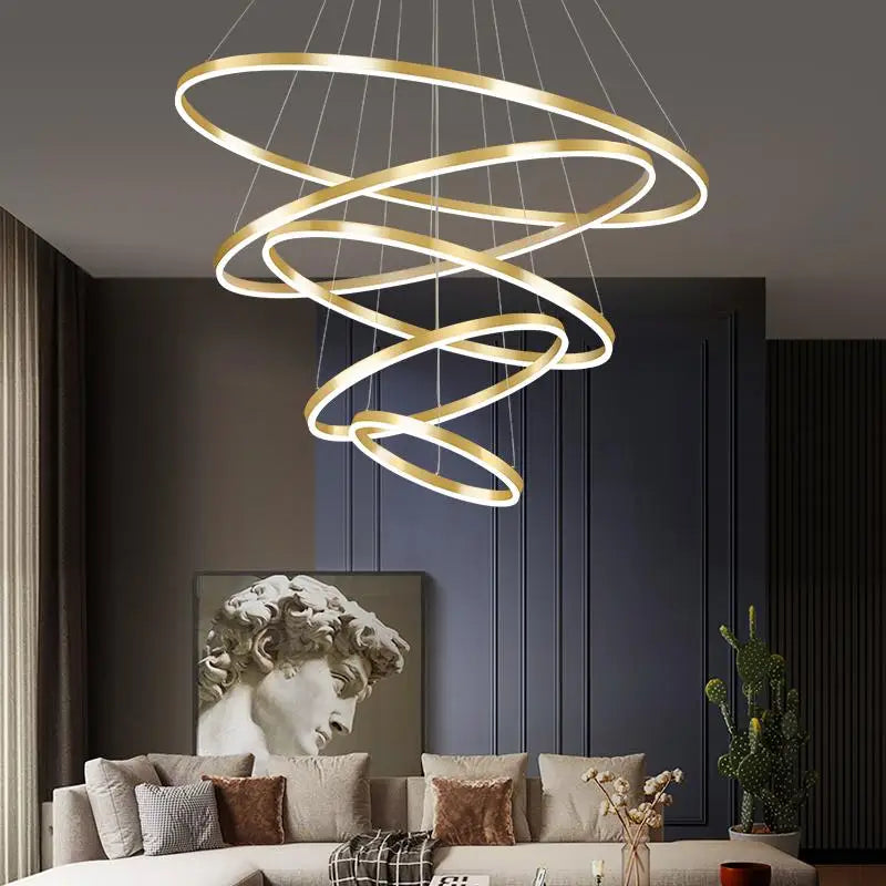Modern LED Chandelier Ring Pendant Light for Living Room Attic Stairwell