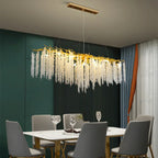 Modern Gold Aluminium Crystal Chandelier LED Pendant Light Fixture