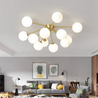 Glass Ball LED Ceiling Chandelier for Modern Living Room and Bedroom Lighting