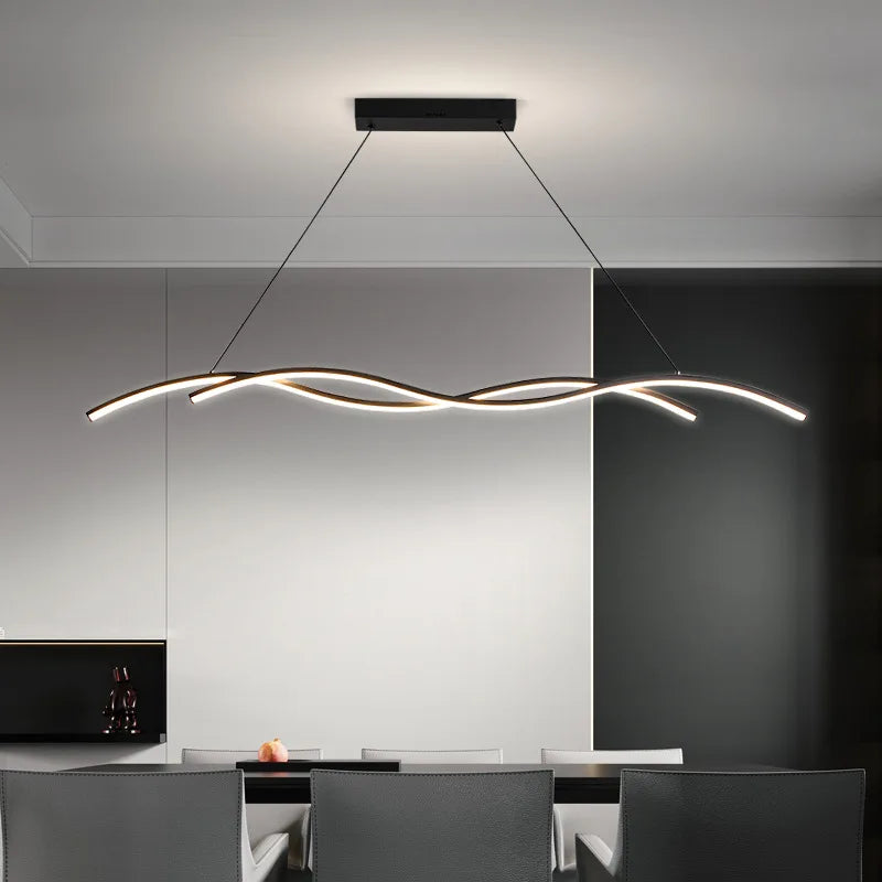 Wave LED Pendant Lights: Modern Chandeliers for Dining Room, Bar, and Home Decor