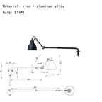 Rotatable Long Arm Wall Lamp for Kitchen Dining Office Bedside Lighting