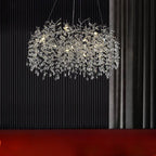 Golden Crystal Tree Chandelier, Luxury Matte Aluminum Art Ceiling Light for Living Room