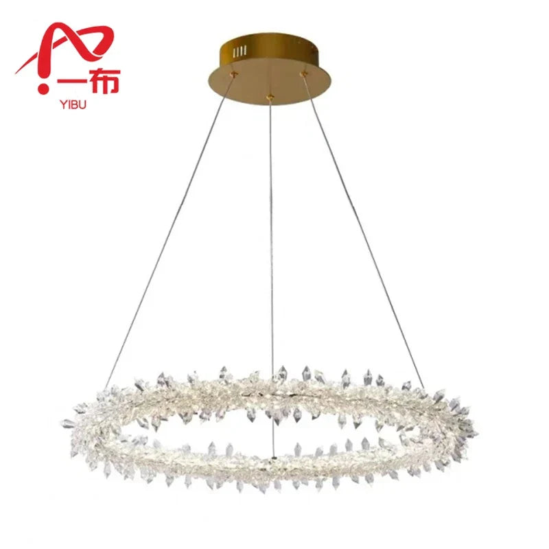 Nordic K9 Crystal Round LED Chandelier for Home, Hotel, & Office
