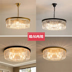 Retro Gold Black Metal Crystal Pendant Lights - Chain Hanging LED Lamp Fixtures