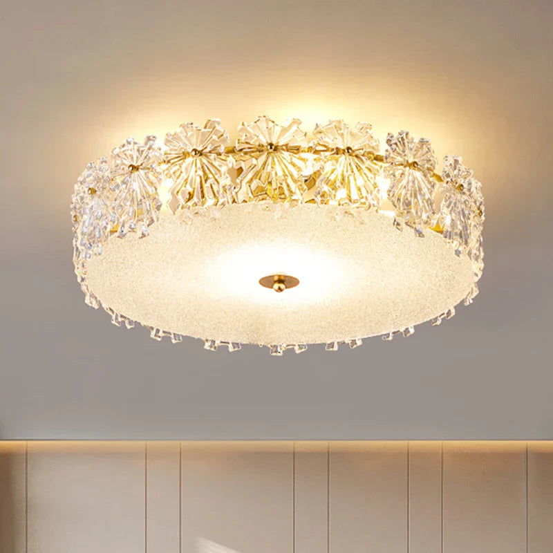 Crystal Glass Maple Leaf Ceiling Chandelier for Modern Luxury Minimalist Living Room