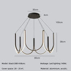 Modern Black Aluminium LED Pendant Chandelier for Foyer, Adjustable Lighting Solution