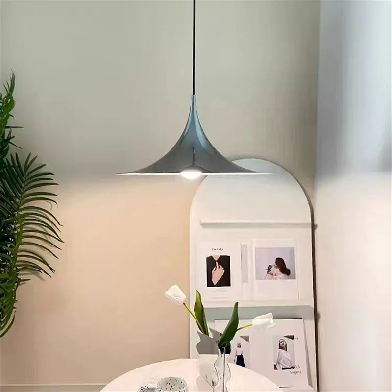 Scandi Horn Pendant Lamp - Minimalist Danish Design - Metal Dining Hanging Light
