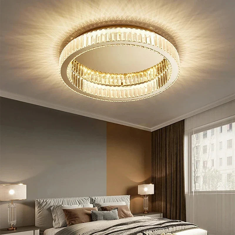 Chrome Crystal LED Ceiling Light: Modern Luxury Stainless Steel Art Lighting