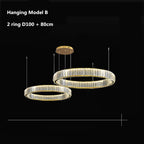 Luxury Gold Steel Crystal Chandelier Pendant Lights - Remote Control Dimmable Fixture