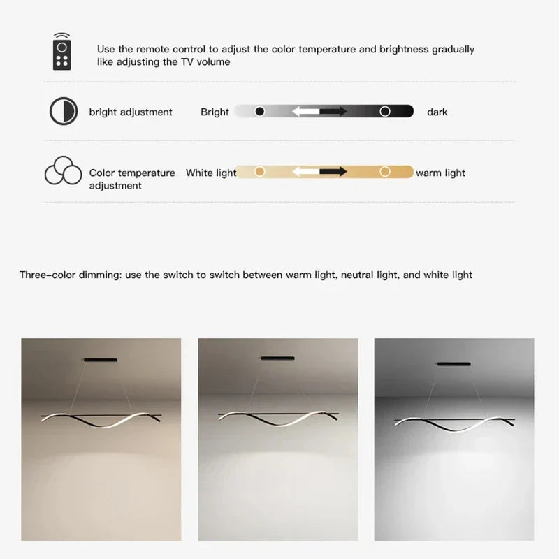 Modern Aluminum Iron Pendant Lamp by - LED Island Dining Light Fixtures