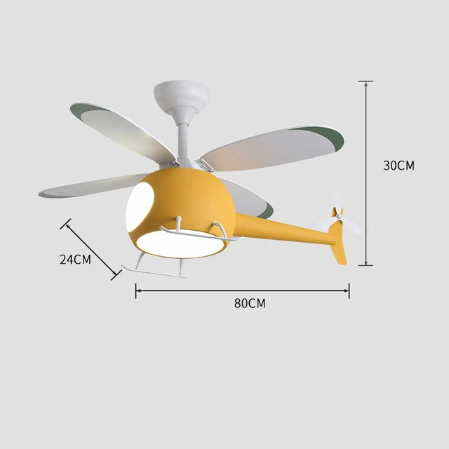 Aircraft Ceiling Fan Chandelier LED Light Remote Dimming Fixture