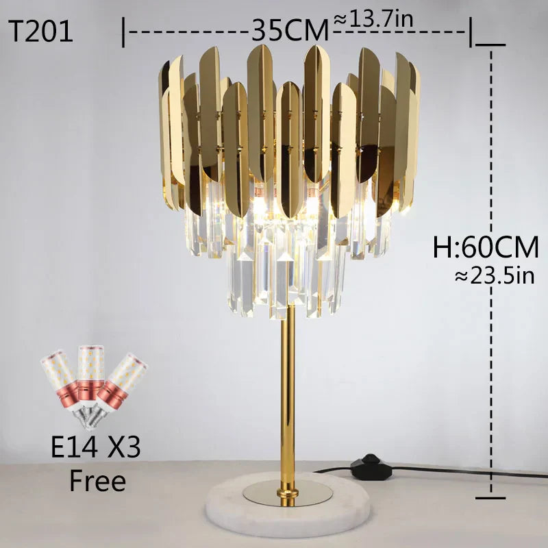 Crystal Gold Floor Lamp for Bedroom & Living Room - Modern Luxury LED Light