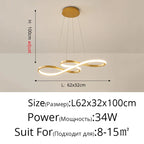 Nordic Minimalist LED Chandelier: Modern Aluminum Copper Pendant Lamp for Home Decor