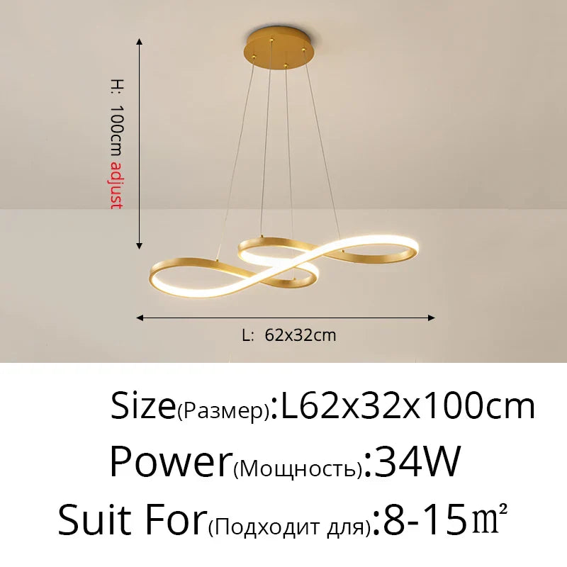 Nordic Minimalist LED Chandelier: Modern Aluminum Copper Pendant Lamp for Home Decor