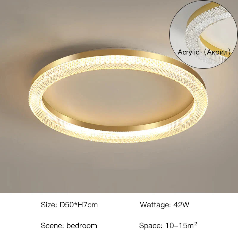 Modern Luxury Gold Ceiling Lamp: Circular Ring LED Light for Bedroom, Dining, Kitchen