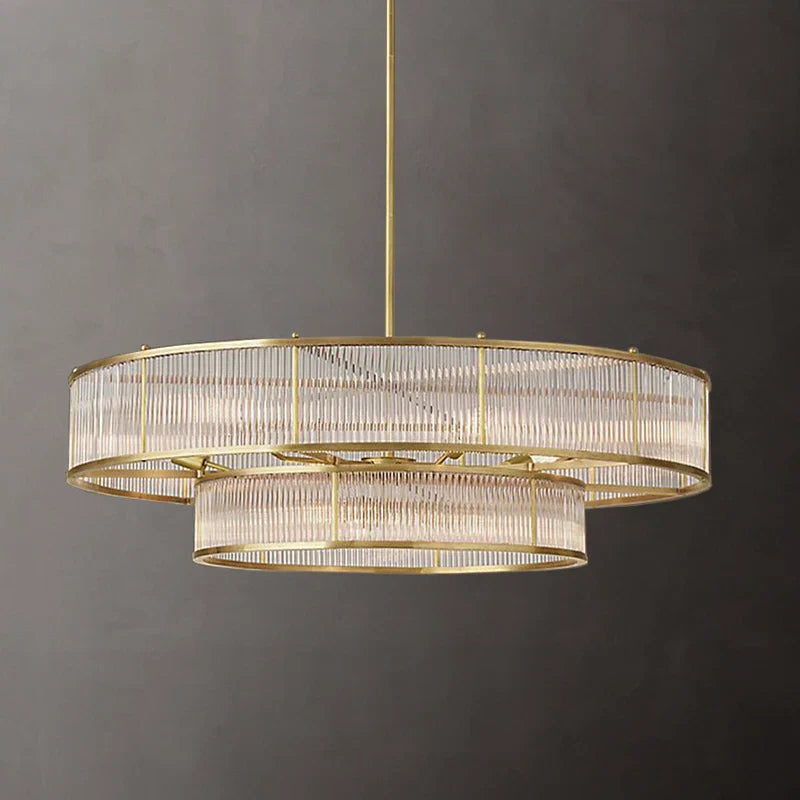 Metal Body Round LED Pendant Light with Glass Tubes for Living/Dining Room